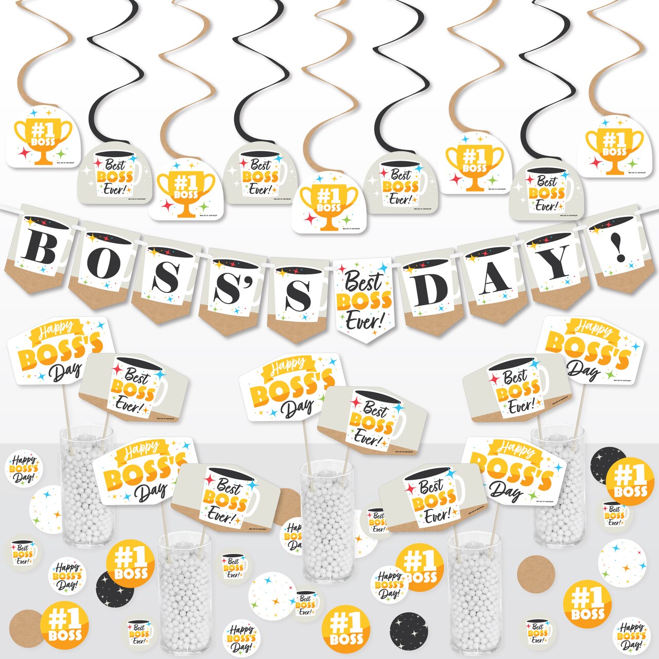 Big Dot of Happiness Happy Boss’s Day - Best Boss Ever Supplies Decoration Kit - Decor Galore Party Pack - 51 Pieces